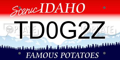 TD0G2Z Idaho License Plate