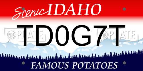 TD0G7T Idaho License Plate