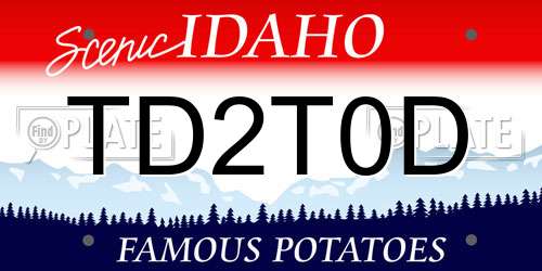 TD2T0D Idaho License Plate