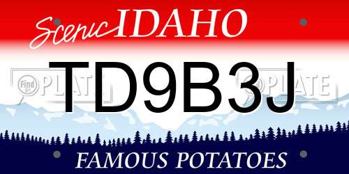 TD9B3J Idaho License Plate