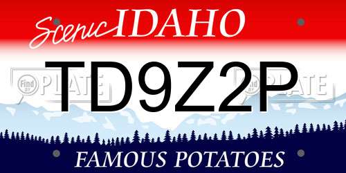 TD9Z2P Idaho License Plate