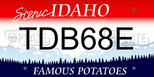 TDB68E Idaho License Plate