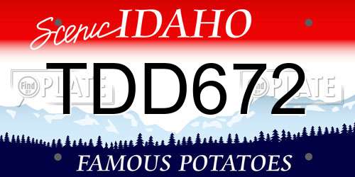 TDD672 Idaho License Plate