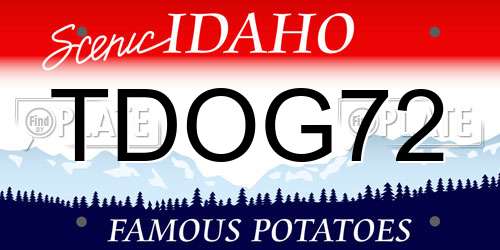 TDOG72 Idaho License Plate