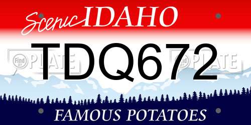 TDQ672 Idaho License Plate