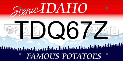 TDQ67Z Idaho License Plate