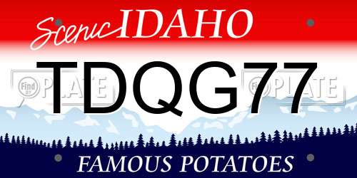 TDQG77 Idaho License Plate