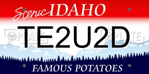 TE2U2D Idaho License Plate
