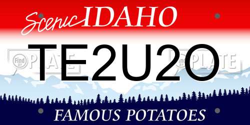 TE2U2O Idaho License Plate