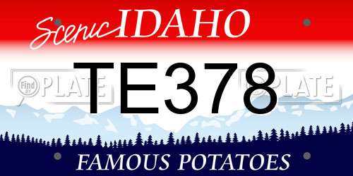 TE378 Idaho License Plate