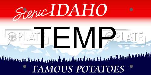 TEMP Idaho License Plate