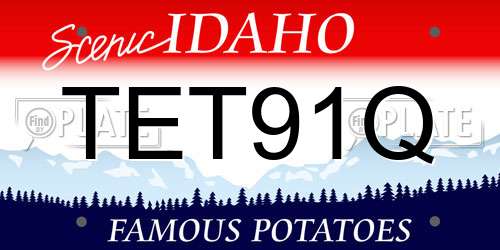 TET91Q Idaho License Plate