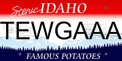 TEWGAAA Idaho License Plate