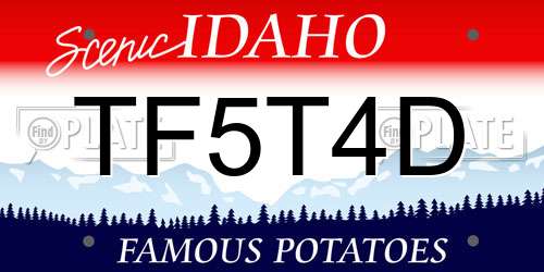TF5T4D Idaho License Plate