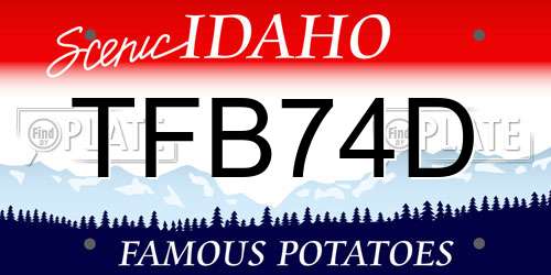 TFB74D Idaho License Plate