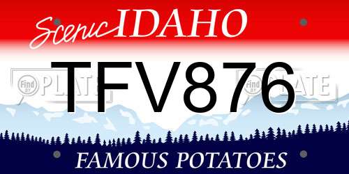 TFV876 Idaho License Plate