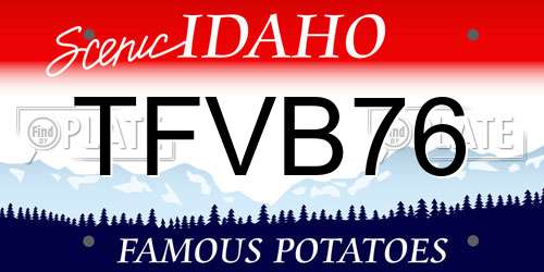 TFVB76 Idaho License Plate