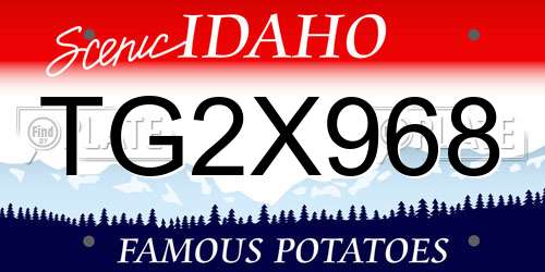 TG2X968 Idaho License Plate