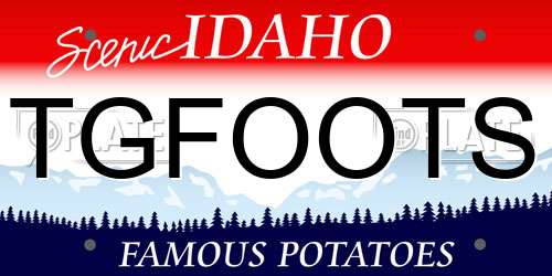 TGFOOTS Idaho License Plate