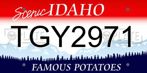 TGY2971 Idaho License Plate