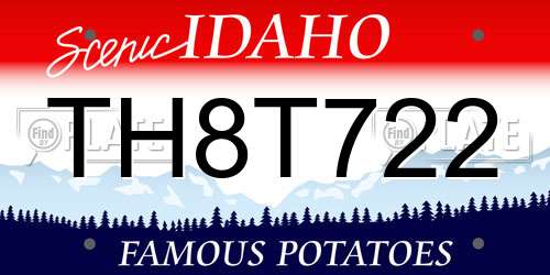 TH8T722 Idaho License Plate