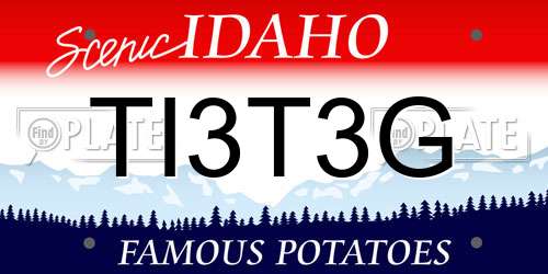 TI3T3G Idaho License Plate