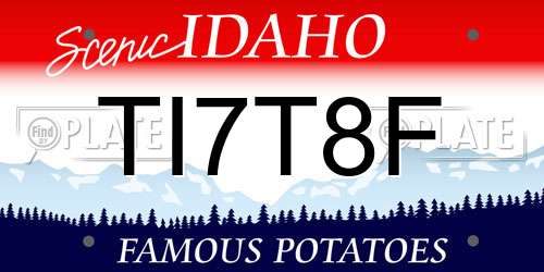 TI7T8F Idaho License Plate