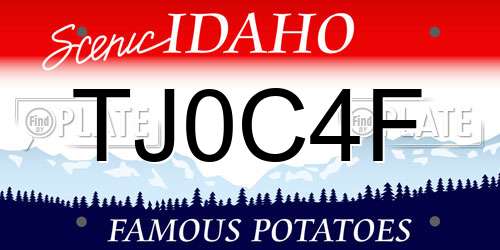 TJ0C4F Idaho License Plate