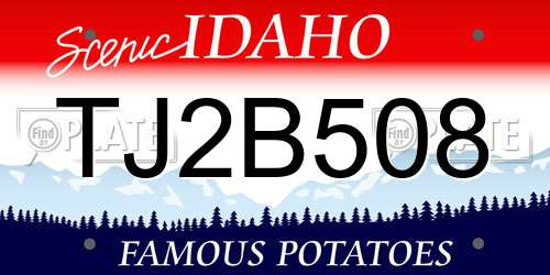 TJ2B508 Idaho License Plate