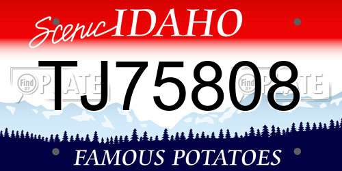 TJ75808 Idaho License Plate