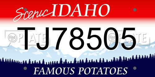 TJ78505 Idaho License Plate