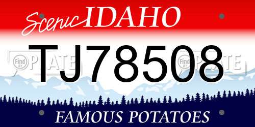 TJ78508 Idaho License Plate