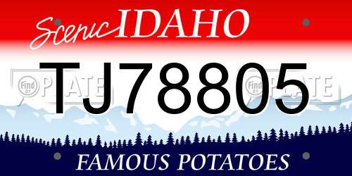 TJ78805 Idaho License Plate