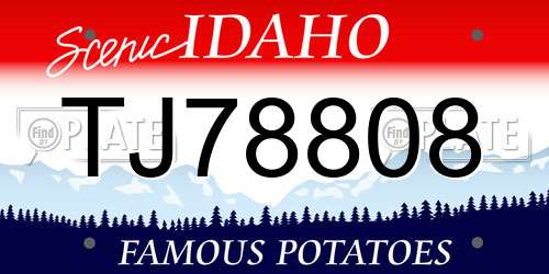TJ78808 Idaho License Plate
