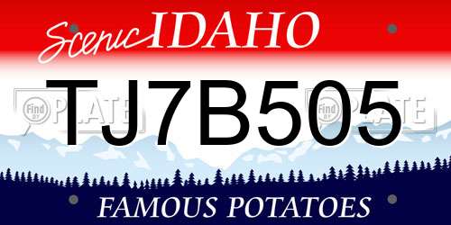 TJ7B505 Idaho License Plate