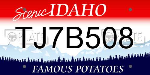 TJ7B508 Idaho License Plate