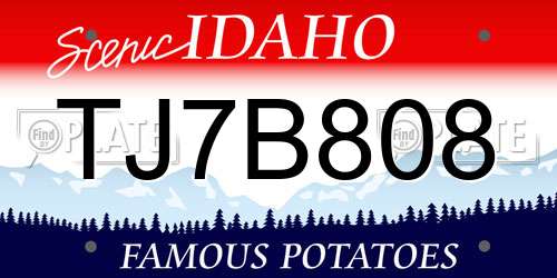 TJ7B808 Idaho License Plate