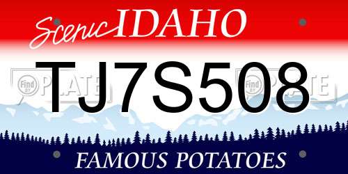 TJ7S508 Idaho License Plate