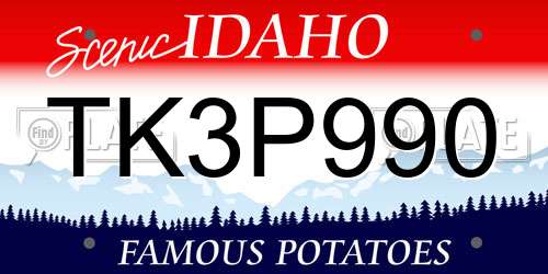 TK3P990 Idaho License Plate
