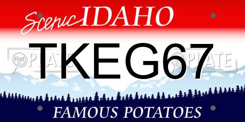 TKEG67 Idaho License Plate