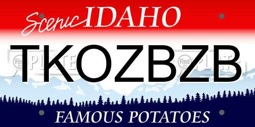 TKOZBZB Idaho License Plate