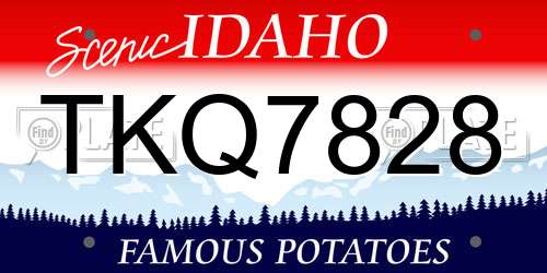 TKQ7828 Idaho License Plate