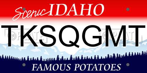 TKSQGMT Idaho License Plate
