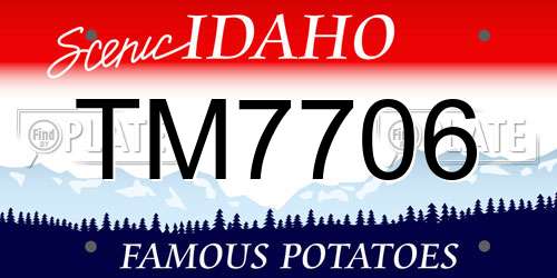 TM7706 Idaho License Plate