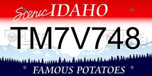 TM7V748 Idaho License Plate