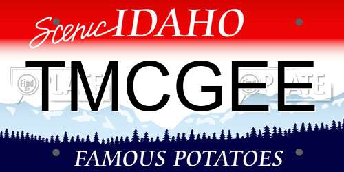 TMCGEE Idaho License Plate