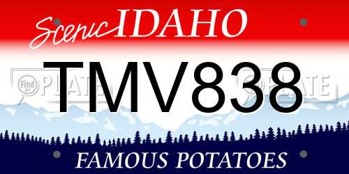 TMV838 Idaho License Plate