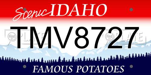 TMV8727 Idaho License Plate