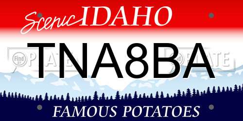 TNA8BA Idaho License Plate