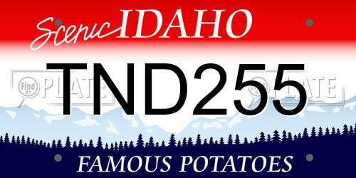 TND255 Idaho License Plate